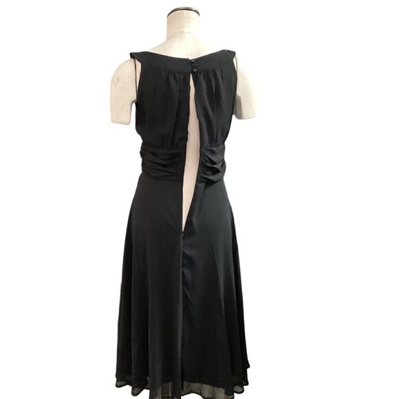 Connected Apparel Black Chiffon Evening Dress Beaded Neckline Sz 6 #222D - Picture 8 of 10